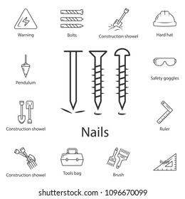 Nails icon. Simple element illustration. Nails symbol design from Construction collection set. Can be used for web and mobile on white background