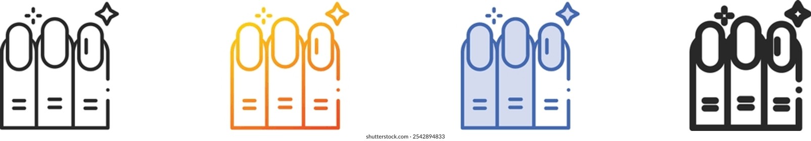 nails icon.Thin Linear, Gradient, Blue Stroke and bold Style Design Isolated On White Background