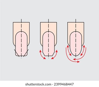 Nails instruction. Tutorial Fingers with nails. Arrows