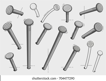 Nails isolated on white background. Set of Vector illustration.