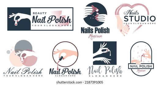 Nails logo design template with creative abstract style