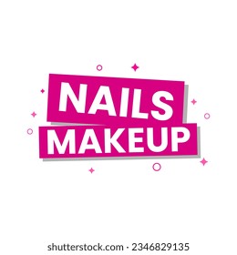 Nails makeup girls ladies makeup love cosmetics text word icon label design vector