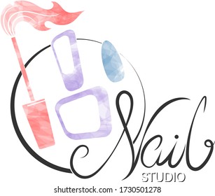 Nails manicure care and painting symbol for business stylist