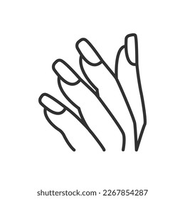 Clavos, manicura, icono lineal. Línea con trazo editable
