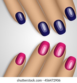 Nails with nail polish. Vector illustration
