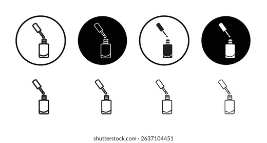 nails polish icon Black line art vector logo set