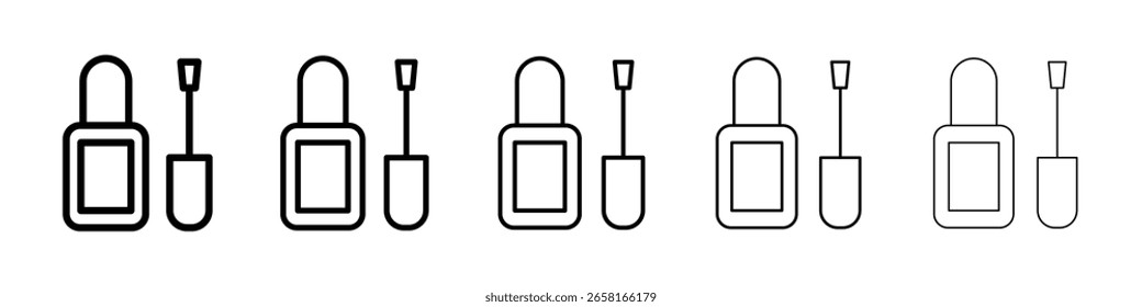 Vector aislado del icono del esmalte de los clavos en el sistema blanco del fondo