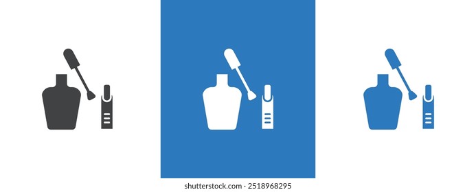 Ilustración de línea delgada de icono de esmalte de uñas
