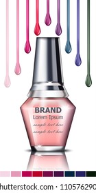 Nails polish product packaging Vector mock up. Realistic tube. place for text