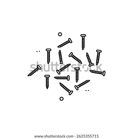 Nails and Screws Scattered Minimal Hardware Small Items