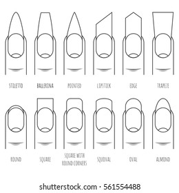 Nails shape icons set.