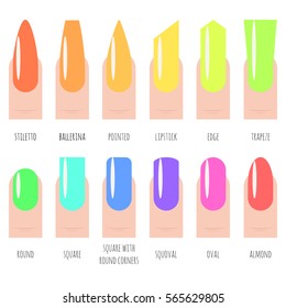 Nails shape icons set