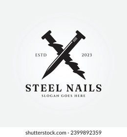 nails steel logo icon symbol vector illustration design