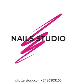 Nails Studio logo, nail art logo, Nails and spa logo, salón de uñas, plantilla de diseño de logotipo vectorial para manicura y salón de uñas, plantilla de diseño de logotipo de Nail Art studio.