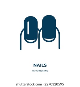 nails vector icon. nails, nail, cosmetic filled icons from flat pet grooming concept. Isolated black glyph icon, vector illustration symbol element for web design and mobile apps