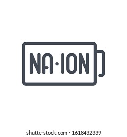 Na-ion battery cell line icon. Sodium-ion battery vector outline sign.