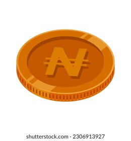 Naira Coin Bronze Money Copper NGN Symbol Vector