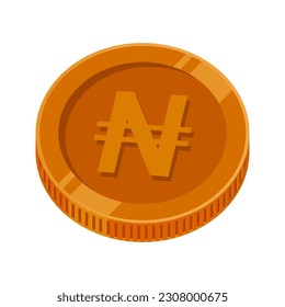 Naira Coin Bronze Money Copper NGN Symbol Vector