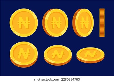 Naira Coin Gold Money Nigerian Naira Currency Symbol NGN Nigeria