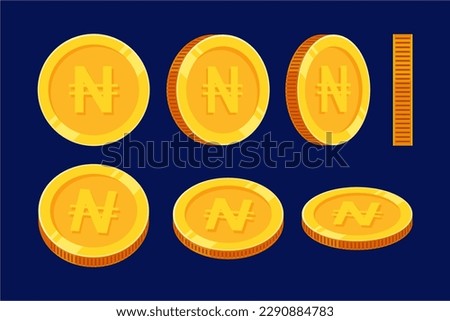 Naira Coin Gold Money Nigerian Naira Currency Symbol NGN Nigeria