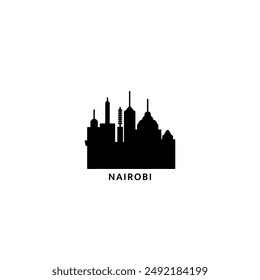 Nairobi city, cityscape, panorama view logo. Modern vector icon with Kenya capital horizon. Isolated skyline graphic