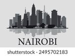  Nairobi. The city skyline. Silhouettes of buildings. Vector on a gray background