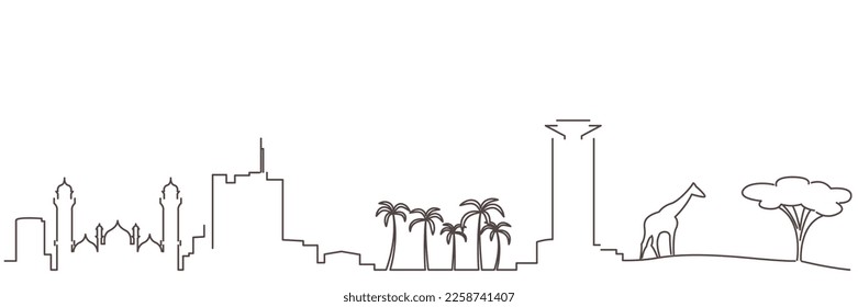 Nairobi Dark Line Simple Minimalist Skyline With White Background