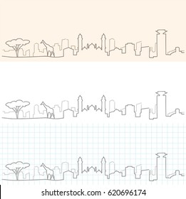 Nairobi Hand Drawn Skyline