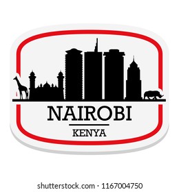 Nairobi Kenya Label Stamp Icon Skyline City Design Tourism Logo.