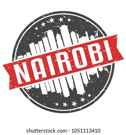 Nairobi Kenya Round Travel Stamp Icon Skyline City Design. Seal Badge Vector Illustration.