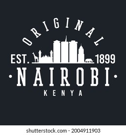Nairobi, Kenya Skyline Original. A Logotype Sports College and University Style. Illustration Design Vector City.