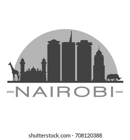 Nairobi Skyline Silhouette City Design Vector Art