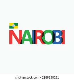 Nairobi vector overlapping letters RGB typography with flag. Kenya's city logotype decoration.