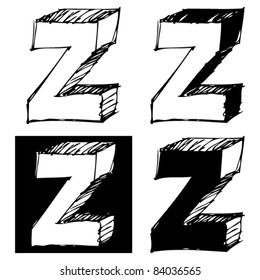 naive 3D alphabet, childlike hand drawn Z