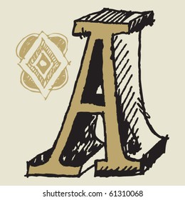naive 3D alphabet, hand drawn letter A