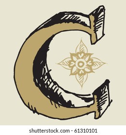 naive 3D alphabet, hand drawn letter C
