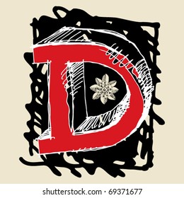 naive 3D alphabet, scribble letter D