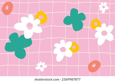 Naive abstract cute squiggle shapes prints. retro brutalist aesthetic circle oval wave pattern. Geometric design in trendy retro aesthetic. Swiss groovy vector design 