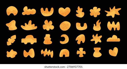 Formas de grão abstrato ingênuo definido. Silhuetas orgânicas desenhadas à mão para marcação, cartazes, adesivos e design gráfico moderno