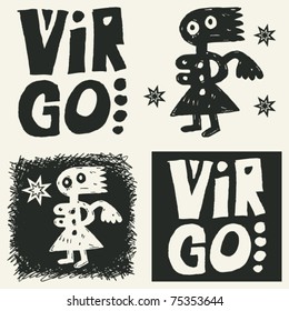 naive abstract horoscope, hand drawn sign of the zodiac virgo