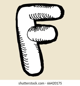 naive alphabet, hand drawn letter F