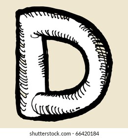 naive alphabet, hand drawn letter D