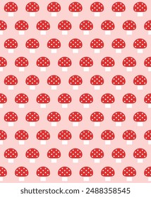 Naive amanita seamless pattern. Vector illustration.