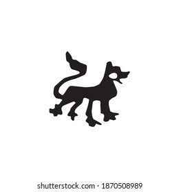 Naive Animal Relief Illustration Black-White Vector