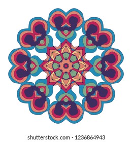 Naive art childish mandala in bright colors on white