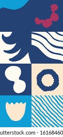 Naive art style vector pattern made with hand-drawn doodles and simple geometric forms and shapes, useful for backgrounds, poster art, textile design, decorative prints, invitation letters, etc.