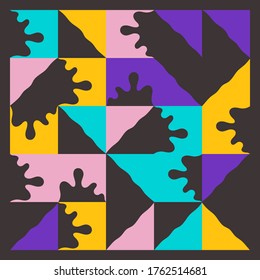 Naive art style vector pattern made with hand-drawn doodles and simple geometric forms and shapes, useful for backgrounds, poster art, textile design, decorative prints, invitation letters, etc.
