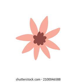 Naive blossom pink flower  hand drawn naive art