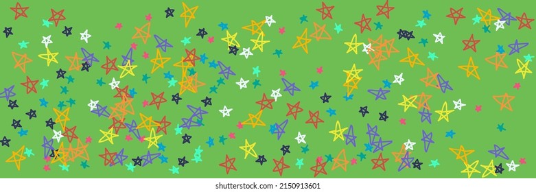 Naive Bright Blue Mint Vivid Turquoise Violet Illustration. Yellow Kids Neon Violet Chaotic White Pink Grey Wallpaper. Orange Purple Green Childish Stars Vibrant Red Handdrawn Stars.