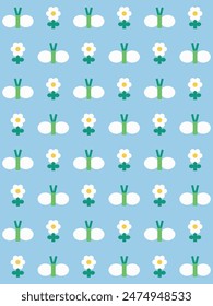 Naive butterfly seamless pattern design. Vector illustration.